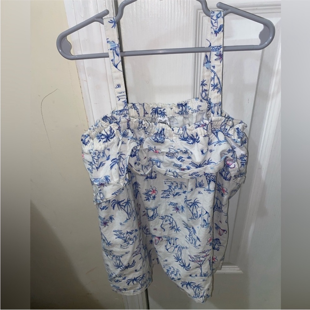 Carterās Girls Blue Floral Smocked Tank Top Size 10